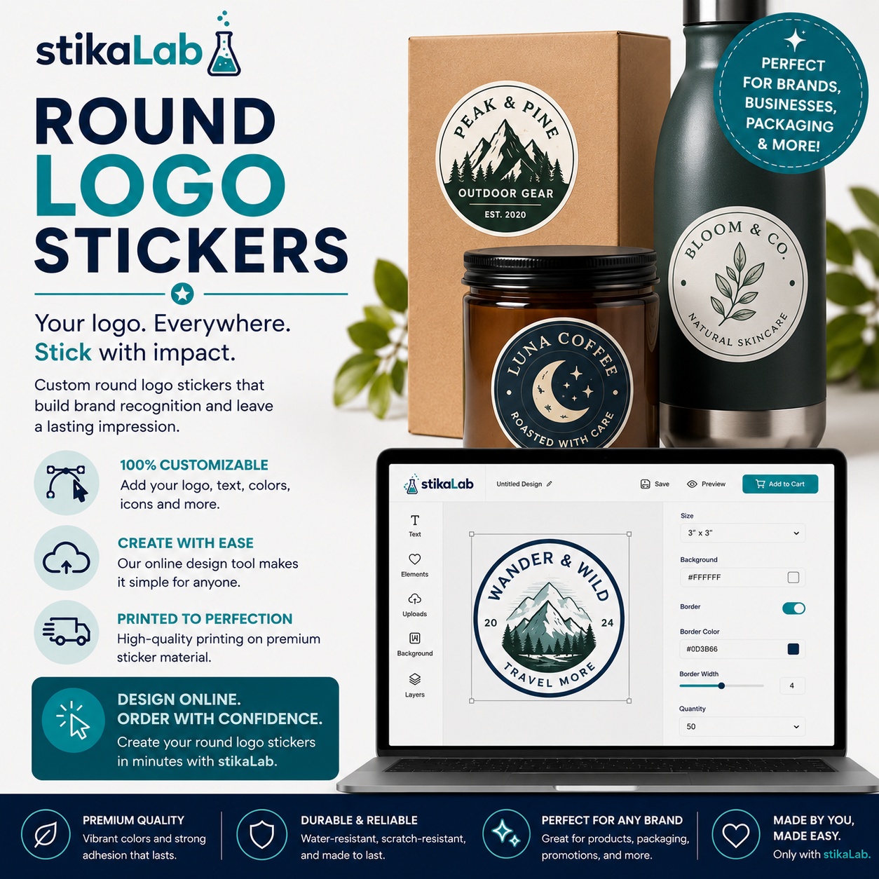 Autocollant circulaire avec logo